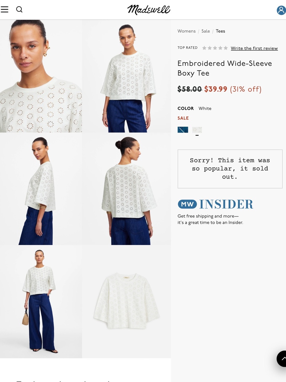 Madewell boxy tee size small